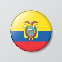 glossy button circle shaped Illustration of Ecuador flag vector