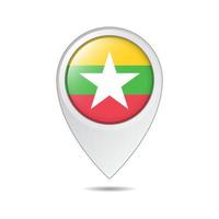 map location tag of Myanmar flag vector