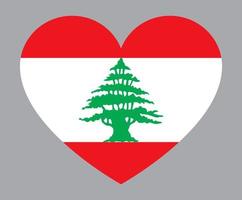 ilustración plana en forma de corazón de la bandera de líbano vector
