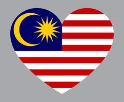 ilustración plana en forma de corazón de la bandera de malasia vector