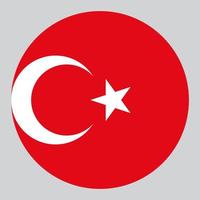 flat circle shaped Illustration of Turkey flag vector