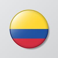 glossy button circle shaped Illustration of Colombia flag vector