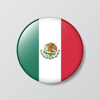 glossy button circle shaped Illustration of Mexico flag vector