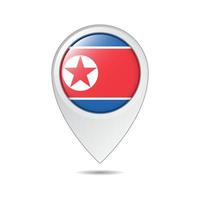 etiqueta de ubicación del mapa de la bandera de corea del norte vector