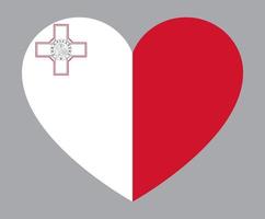 ilustración plana en forma de corazón de la bandera de malta vector