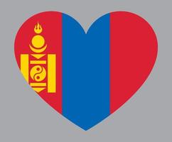 ilustración plana en forma de corazón de la bandera de mongolia vector