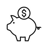 savings finance icon flat line style vector for graphic and web design