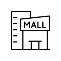 vector de estilo de línea plana de icono de edificio de centro comercial para diseño gráfico y web