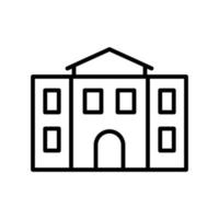 vector de estilo de línea plana de icono de edificio universitario para diseño gráfico y web