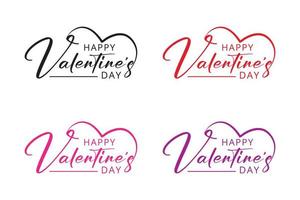 happy valentines day simple, red, black, pink, and blue color calligraphy art. they are used for the logo, print, banner, card, wish, t shirt, symbol, and signs. vector