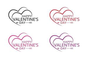 happy valentines day simple, red, black, pink, and blue color typography. they are used for the logo, print, banner, card, wish, t shirt, symbol, and signs.