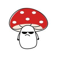 divertido lindo feliz sonriente hongo amanita. icono de ilustración de personaje de caricatura plana vectorial. agárico de mosca de diseño aislado sobre fondo blanco. vector