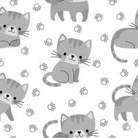 Cute vector seamless pattern with difference cats. Pattern for printing on fabric, clothing, wrapping paper, wallpaper for a kids room, baby things.