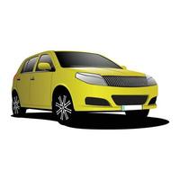 esta imagen vectorial representa un vehículo todoterreno urbano de color amarillo sobre un fondo blanco