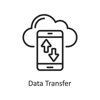 Data Transfer Vector Outline Icon Design illustration. Business And Data Management Symbol on White background EPS 10 File