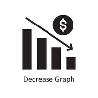 ilustración de diseño de icono sólido de vector de gráfico de disminución. símbolo de gestión de datos y negocios en el archivo eps 10 de fondo blanco