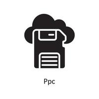 ilustración de diseño de icono sólido vectorial ppc. símbolo de gestión de datos y negocios en el archivo eps 10 de fondo blanco vector