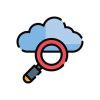 Cloud Data Search Vector Outline Filled icon Cloud Computing symbol EPS 10 file