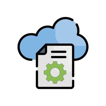 contorno vectorial de procesamiento en la nube icono lleno símbolo de computación en la nube archivo eps 10 vector