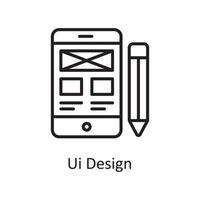 ilustración de diseño de icono de contorno de vector de diseño de interfaz de usuario. símbolo de diseño y desarrollo en el archivo eps 10 de fondo blanco