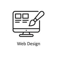 ilustración de diseño de icono de contorno de vector de diseño web. símbolo de diseño y desarrollo en el archivo eps 10 de fondo blanco