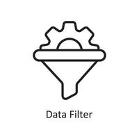 ilustración de diseño de icono de contorno de vector de filtro de datos. símbolo de gestión de datos y negocios en el archivo eps 10 de fondo blanco