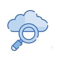 Cloud Data Search Vector Blue icon Cloud Computing symbol EPS 10 file