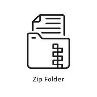 Ilustración de diseño de icono de contorno de vector de carpeta zip. símbolo de gestión de datos y negocios en el archivo eps 10 de fondo blanco