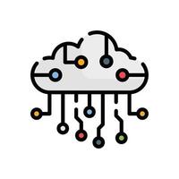 Cloud Circuit Vector Outline Filled icon Cloud Computing symbol EPS 10 file