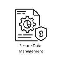 Secure Data Management Vector Outline Icon Design illustration. Business And Data Management Symbol on White background EPS 10 File