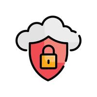 Cloud Protection Vector Outline Filled icon Cloud Computing symbol EPS 10 file