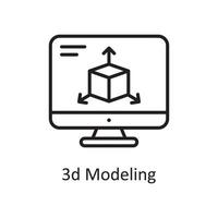 ilustración de diseño de icono de contorno de vector de modelado 3d. símbolo de diseño y desarrollo en el archivo eps 10 de fondo blanco