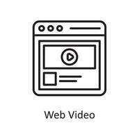 ilustración de diseño de icono de contorno de vector de video web. símbolo de diseño y desarrollo en el archivo eps 10 de fondo blanco