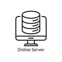 Online Server Vector Outline Icon Design illustration. Business And Data Management Symbol on White background EPS 10 File