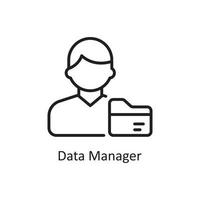 ilustración de diseño de icono de contorno de vector de administrador de datos. símbolo de gestión de datos y negocios en el archivo eps 10 de fondo blanco