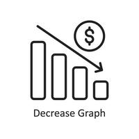 Decrease Graph Vector Outline Icon Design illustration. Business And Data Management Symbol on White background EPS 10 File