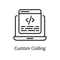 Custom Coding Vector Outline Icon Design illustration. Design and Development Symbol on White background EPS 10 File