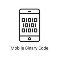 Mobile Binary Code Vector Outline Icon Design illustration. Business And Data Management Symbol on White background EPS 10 File