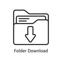 Folder Download  Vector Outline Icon Design illustration. Business And Data Management Symbol on White background EPS 10 File