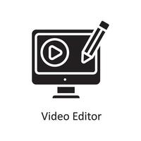 editor de video vector ilustración de diseño de icono sólido. símbolo de diseño y desarrollo en el archivo eps 10 de fondo blanco