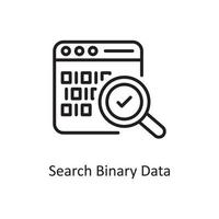 Search Binary Data Vector Outline Icon Design illustration. Business And Data Management Symbol on White background EPS 10 File