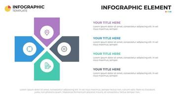 diagrama cruzado con 4 listas u opciones, vector de elementos infográficos, plantilla de diseño de presentación