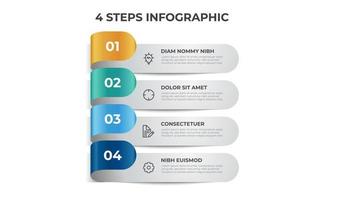 List layout with 4 points of steps diagram, infographic element template vector. vector