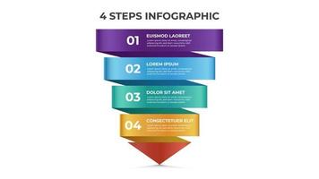 4 puntos de pasos, plantilla infográfica, vector de diseño de diseño con diagrama de flecha