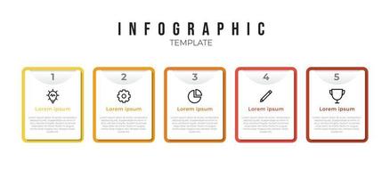 plantilla de lista infográfica con 5 puntos de columna e iconos vector