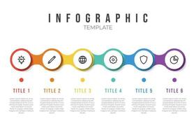 elemento de plantilla de lista infográfica con 6 puntos e iconos horizontales vector