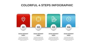 diagrama colorido de 4 puntos de lista, pasos con diseño horizontal, plantilla de elemento infográfico vector