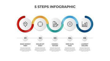 5 puntos de pasos, vector de diagrama de diseño de lista, plantilla de elemento infográfico