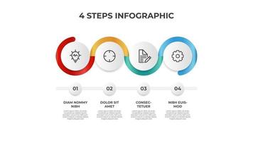 4 puntos de pasos, vector de diagrama de diseño de lista, plantilla de elemento infográfico