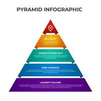 plantilla de elemento infográfico de lista piramidal con 4 puntos, viñeta, forma de triángulo, diagrama de fila con nivel para presentación, etc. vector